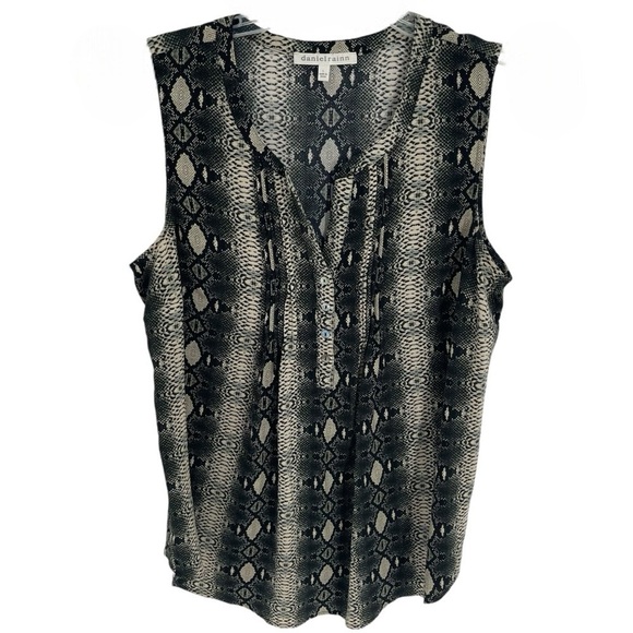 Daniel Rainn Women’s Snakeskin Print sleeveless top size large Black Gray Tan - Picture 1 of 8